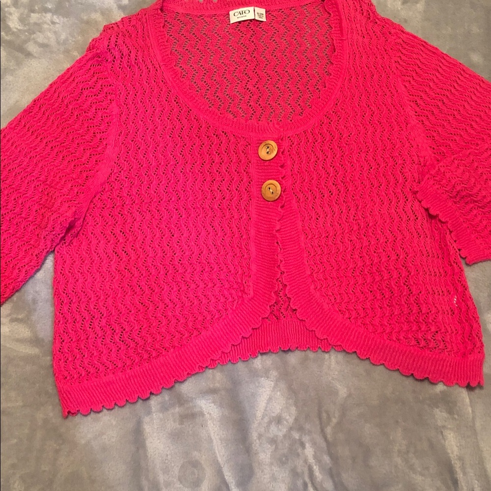 Cato Bright Pink Cropped Cardigan with Button Accents